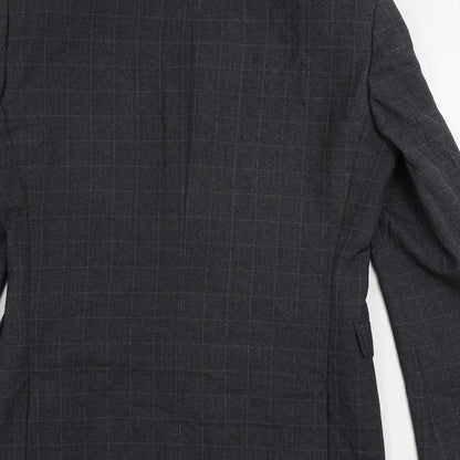 Next Mens Grey Plaid Polyester Jacket Suit Jacket Size 36 Regular