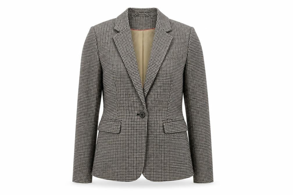 H&M Womens Brown Geometric Jacket Blazer Size 8 Button