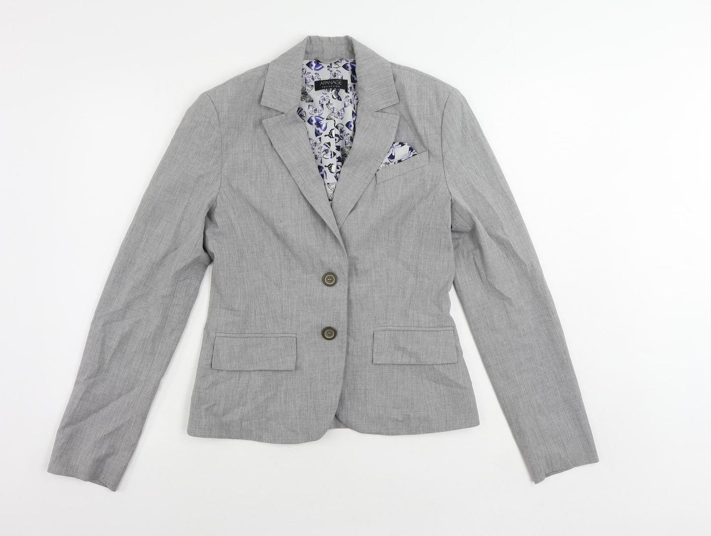 APANAGE Womens Grey Jacket Blazer Size 8 Button