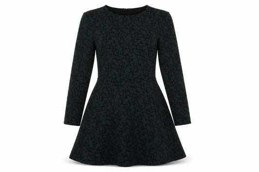 H&M Womens Green Geometric Polyester Skater Dress Size S Round Neck Pullover
