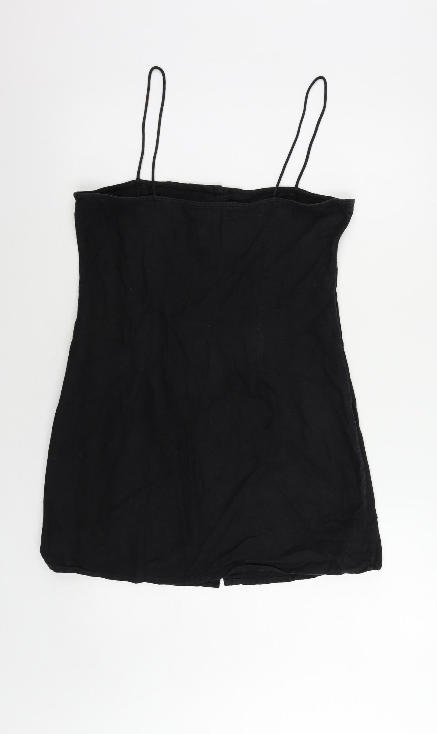 Motel Womens Black Cotton Mini Size M Square Neck Button