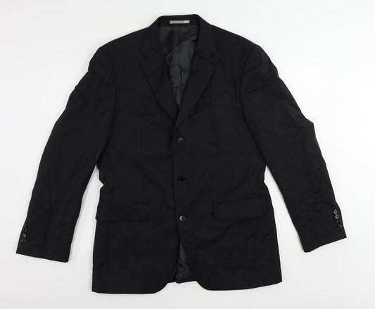 NEXT Mens Black Striped Wool Jacket Suit Jacket Size 40 Regular