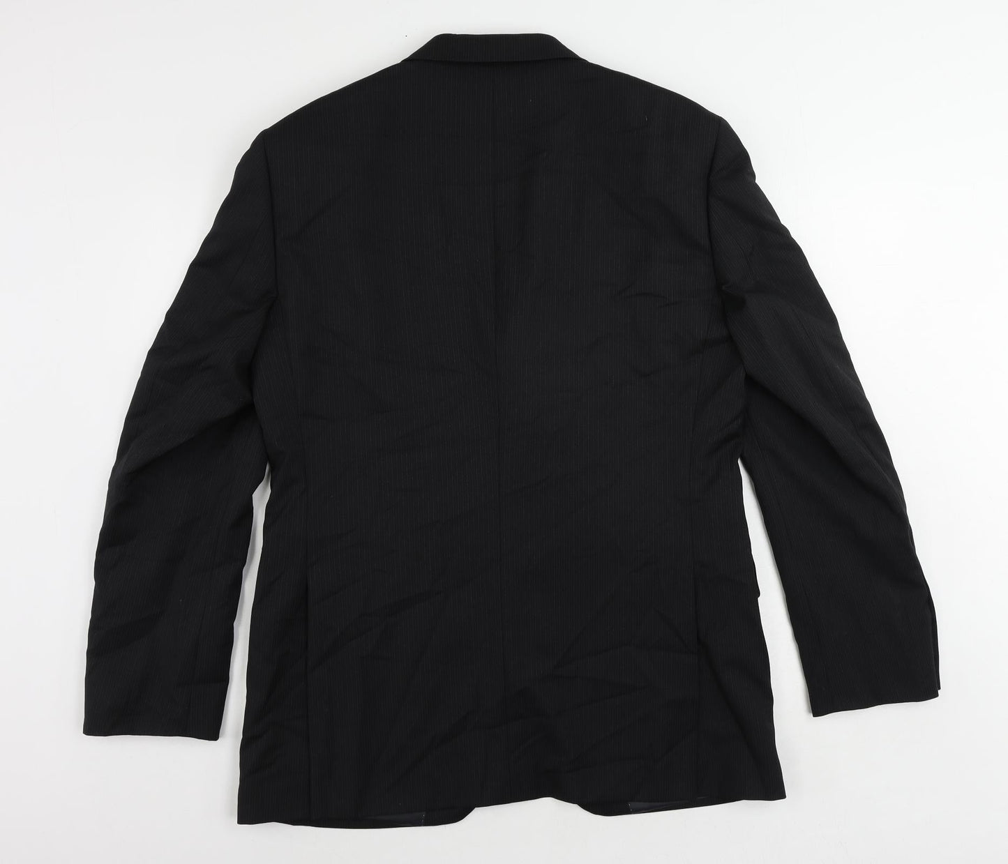 NEXT Mens Black Striped Wool Jacket Suit Jacket Size 40 Regular