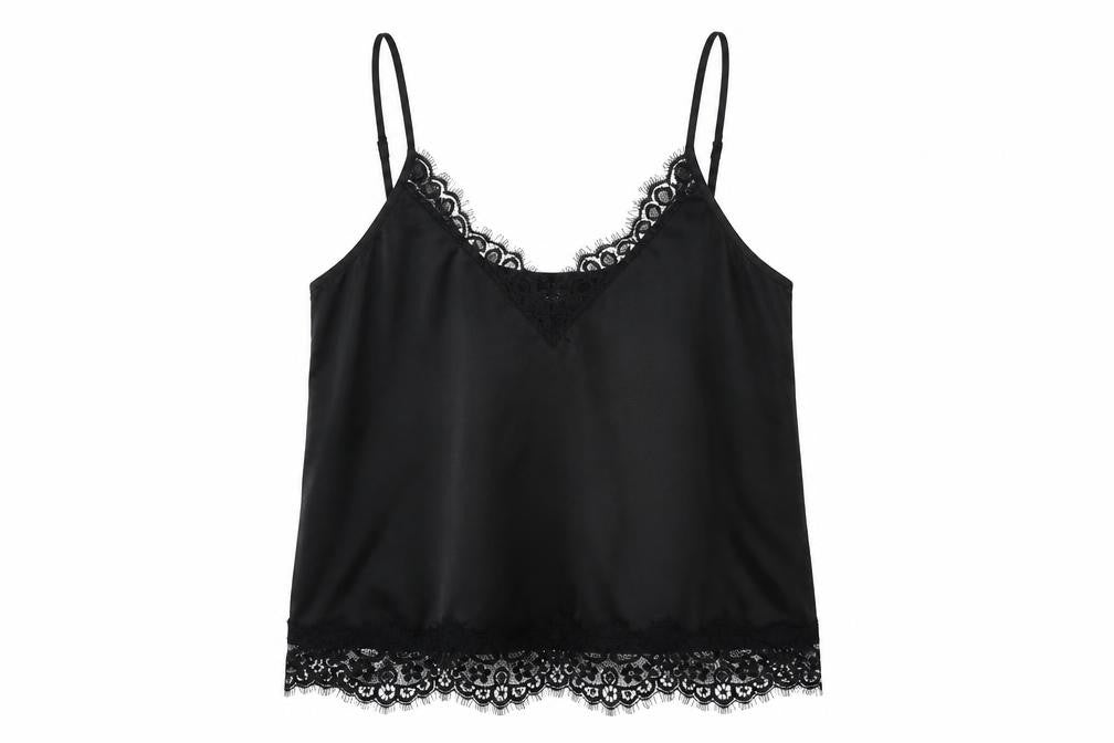 Divided by H&M Womens Black Polyester Camisole Tank Size 6 V-Neck - Lace Detail