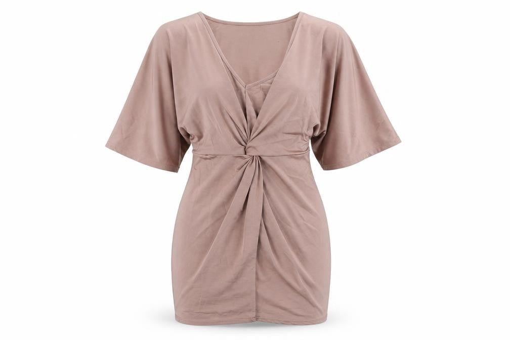 Boohoo Womens Pink Polyester Mini Size 8 V-Neck Pullover