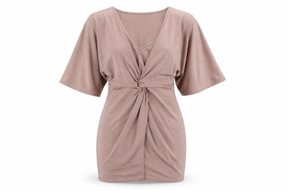 Boohoo Womens Pink Polyester Mini Size 8 V-Neck Pullover