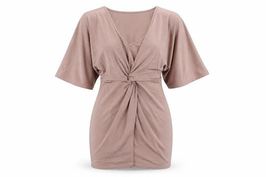 Boohoo Womens Pink Polyester Mini Size 8 V-Neck Pullover