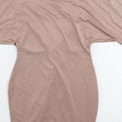 Boohoo Womens Pink Polyester Mini Size 8 V-Neck Pullover