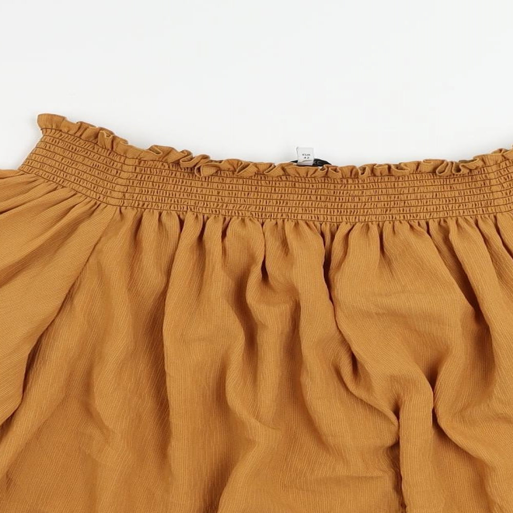 NEXT Womens Orange Polyester Basic Blouse Size 14 Off the Shoulder