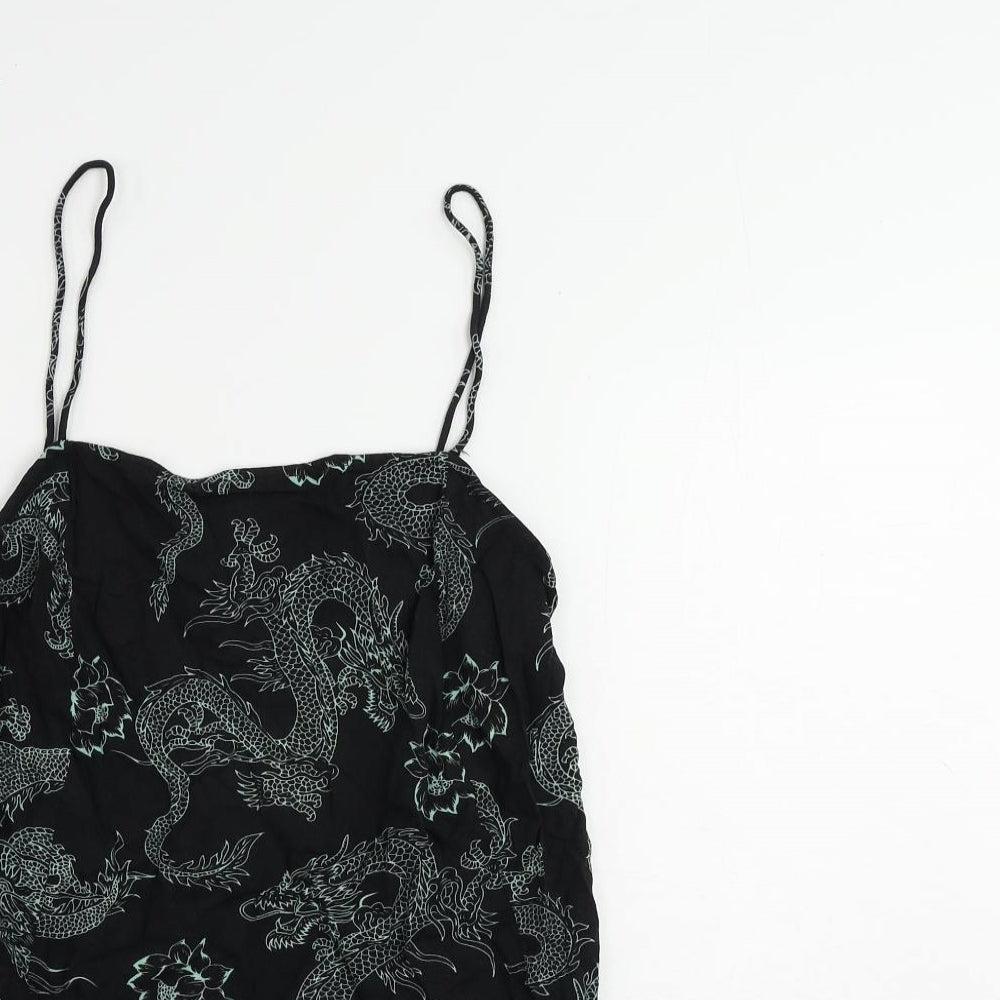 Motel Womens Black Geometric Viscose Camisole Tank Size S Square Neck - Dragon Print