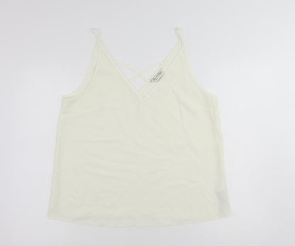 Additional front view of Miss Selfridge women’s ivory polyester camisole tank, size UK 14, v-neck