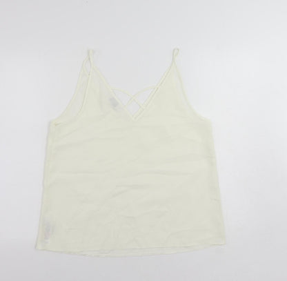 Back view of Miss Selfridge women’s ivory polyester camisole tank, size UK 14, v-neck