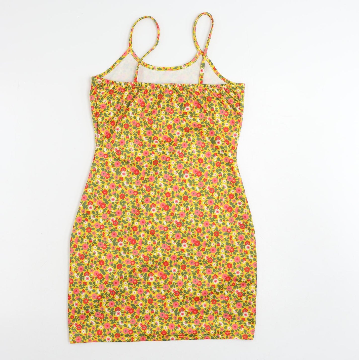 Wednesday's Girl Womens Yellow Floral Polyester Mini Size XS Round Neck Pullover