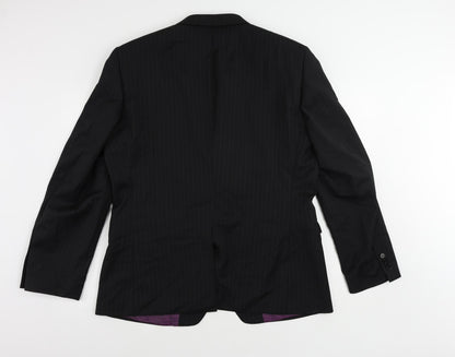 Next Mens Black Striped Wool Jacket Suit Jacket Size 44 Regular
