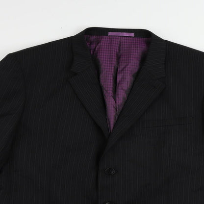 Next Mens Black Striped Wool Jacket Suit Jacket Size 44 Regular
