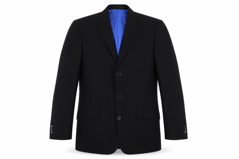 Vestiti Piu Mens Black Striped Polyester Jacket Suit Jacket Size 38 Regular