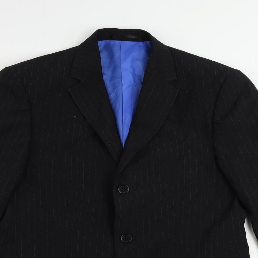 Vestiti Piu Mens Black Striped Polyester Jacket Suit Jacket Size 38 Regular