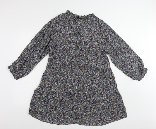VERO MODA Womens Multicoloured Floral Viscose A-Line Size L V-Neck Pullover