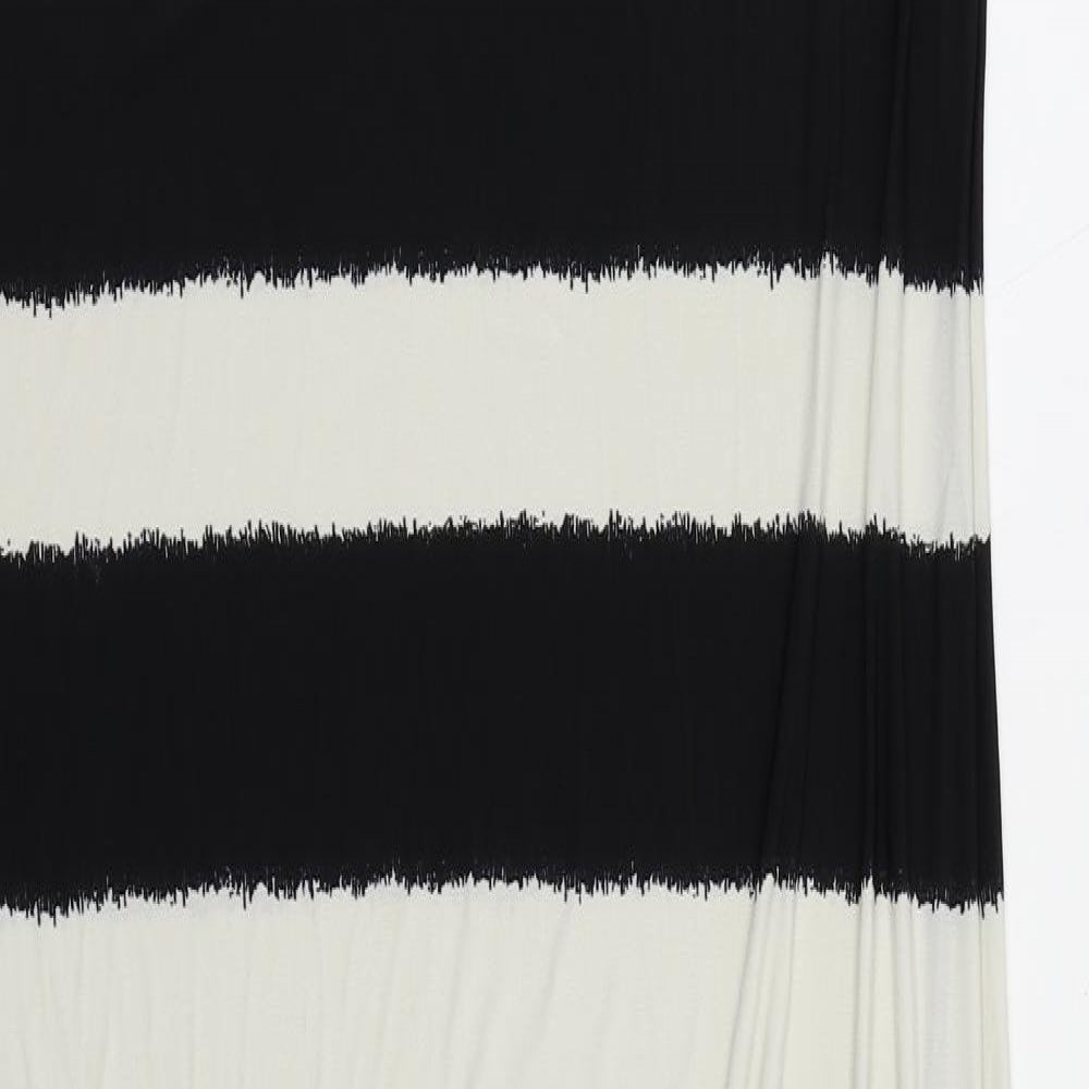 M&Co Womens Black Striped Polyester Maxi Size 16 Round Neck Pullover