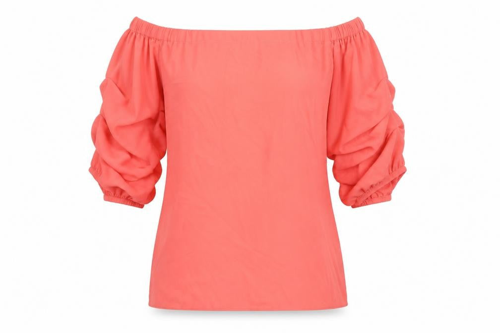 Dorothy Perkins Womens Pink Polyester Basic Blouse Size 8 Off the Shoulder