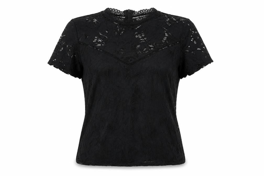 VILA Womens Black Polyamide Basic Blouse Size L Mock Neck