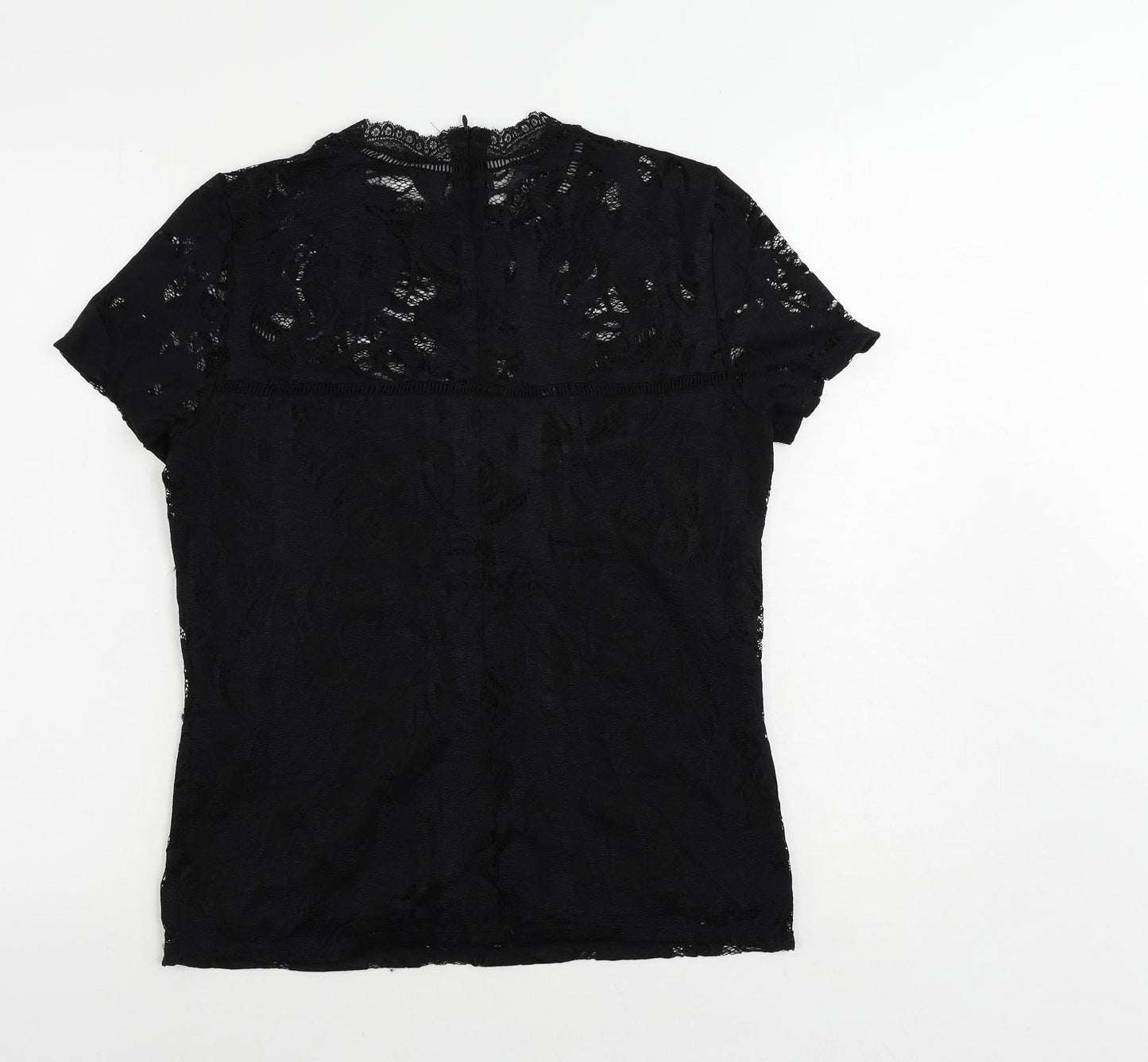 VILA Womens Black Polyamide Basic Blouse Size L Mock Neck