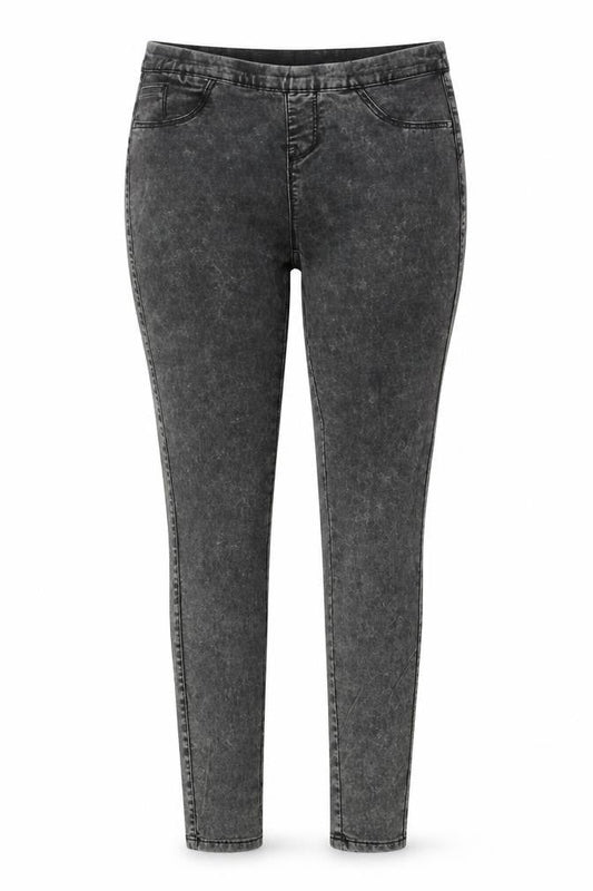 Denim & Co. Womens Grey Cotton Jegging Jeans Size 8 L29 in Regular - Elastic Waist