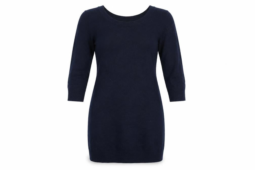 H&M Womens Blue Viscose Jumper Dress Size S Scoop Neck Pullover