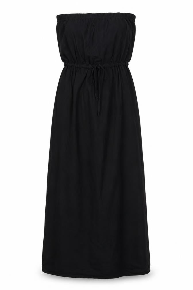 NEXT Womens Black Cotton Maxi Size 8 Off the Shoulder Drawstring - Strapless