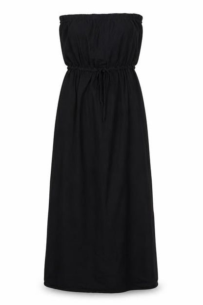 Next Womens Black Cotton Maxi Size 8 Off the Shoulder Drawstring - Strapless