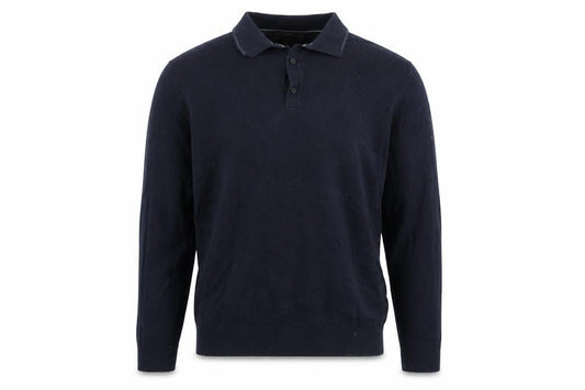 Marks & Spencer Mens Blue Collared Cotton Pullover Jumper Size L Long Sleeve