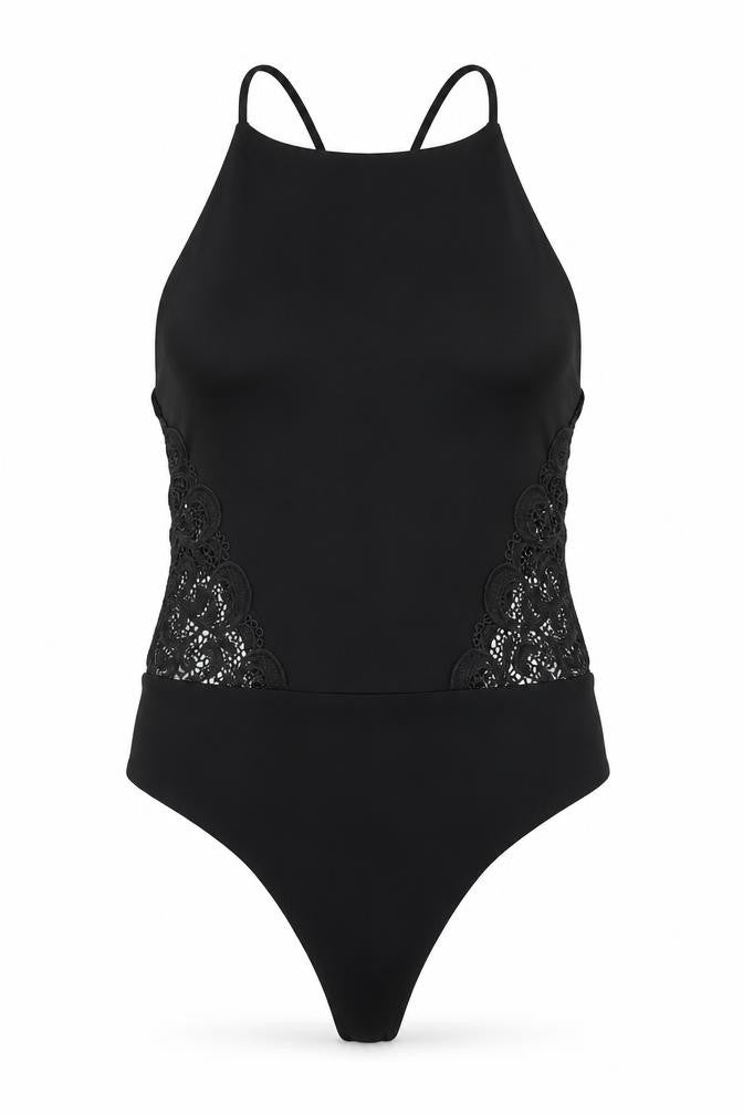 Missguided Womens Black Polyester Bodysuit One-Piece Size 10 Snap