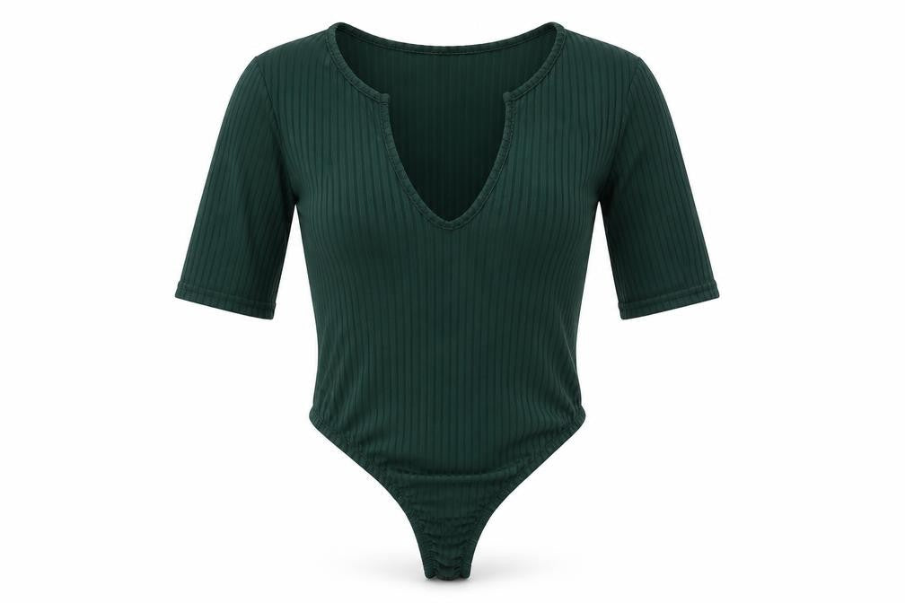 Misspap Womens Green Polyester Bodysuit One-Piece Size 6 Snap