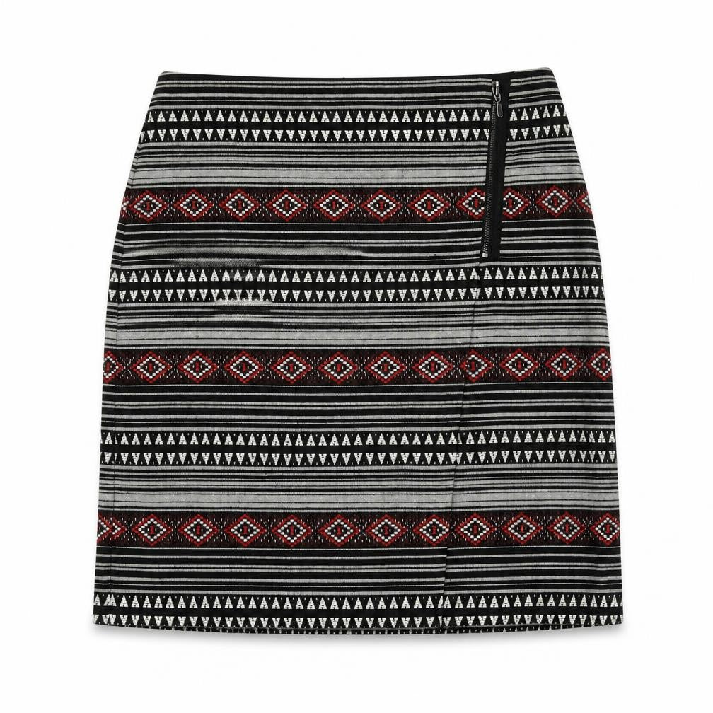 Marks & Spencer Womens Black Geometric Polyester A-Line Skirt Size 10 Zip