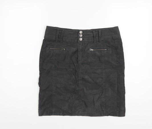 Jackpot Womens Grey Cotton A-Line Skirt Size 10 Zip