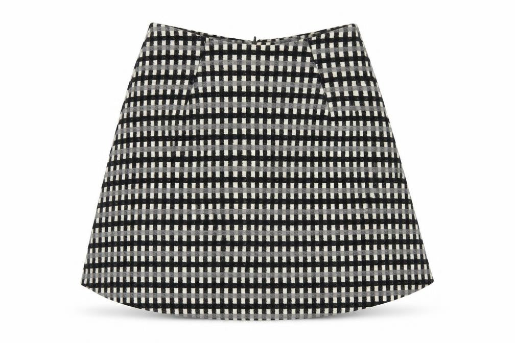 ASOS Womens Black Check Polyester A-Line Skirt Size 8 Zip