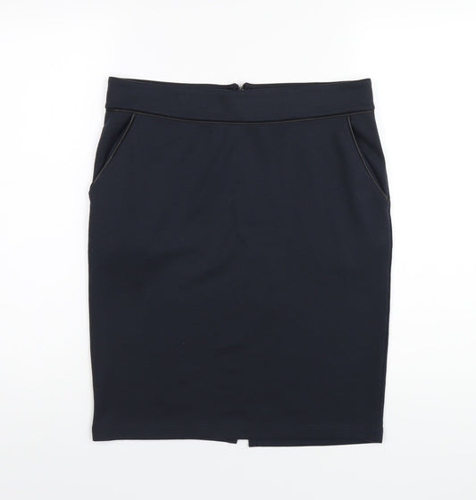 Soyaconcept Womens Blue Polyester Straight & Pencil Skirt Size M Zip