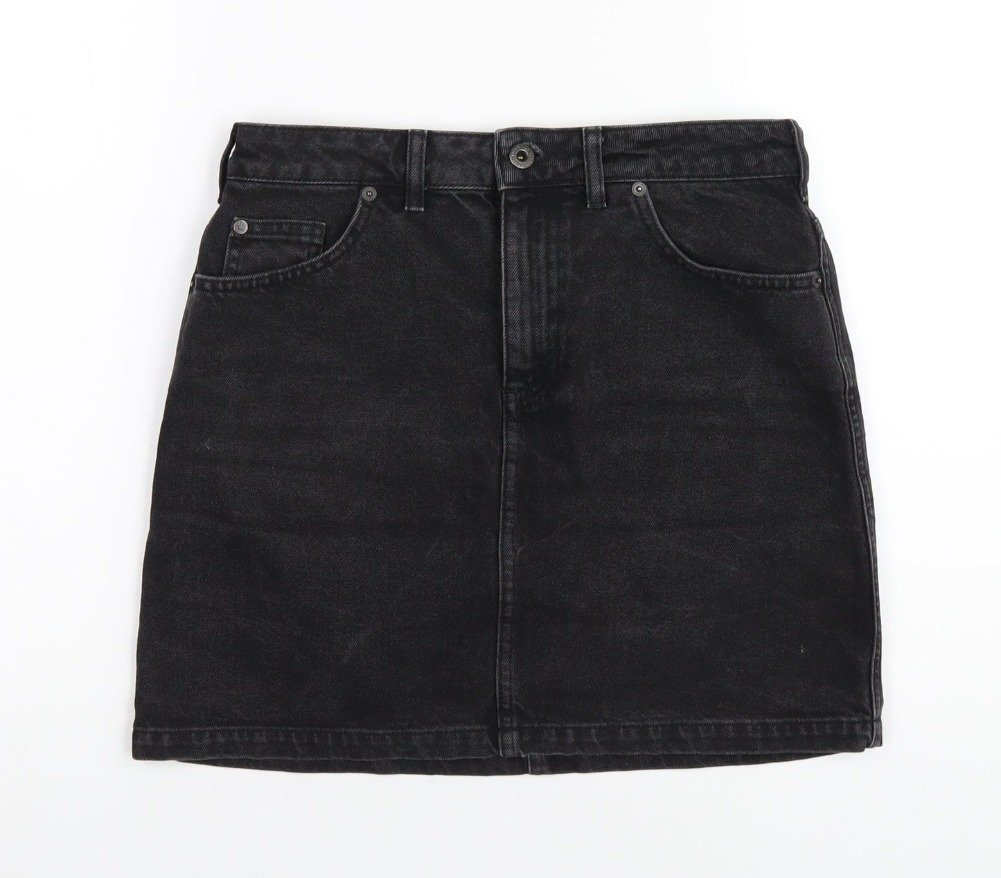 Jack Wills Womens Black Cotton A-Line Skirt Size 10 Zip