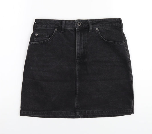 Jack Wills Womens Black Cotton A-Line Skirt Size 10 Zip