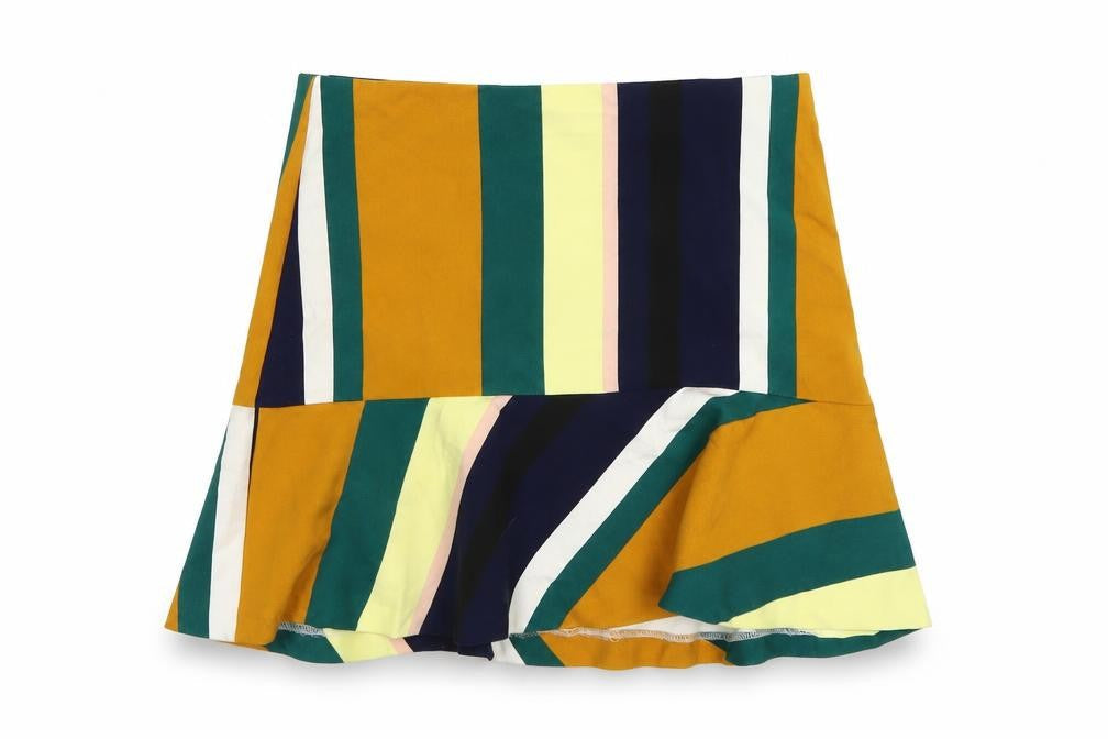 Zara Womens Multicoloured Striped Polyester A-Line Skirt Size S Zip