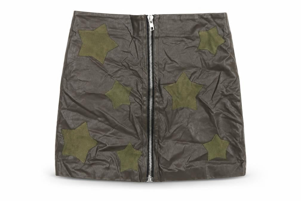 Dance & Marvel Womens Green Geometric Rayon A-Line Skirt Size M Zip