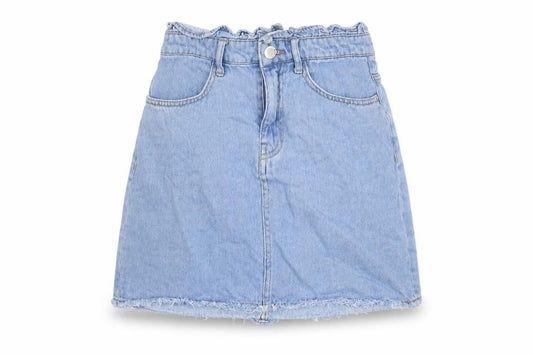 H&M Womens Blue Cotton A-Line Skirt Size 8 Zip - Paperbag Waist