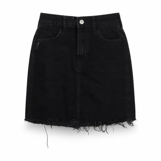 H&M Womens Black Cotton A-Line Skirt Size 6 Zip
