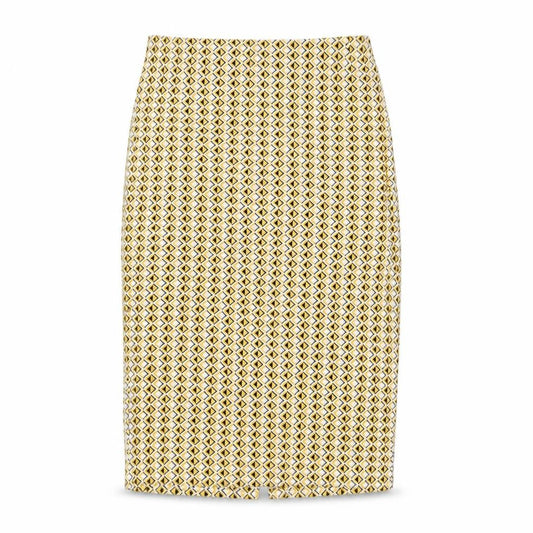 Zara Womens Yellow Geometric Cotton Straight & Pencil Skirt Size S