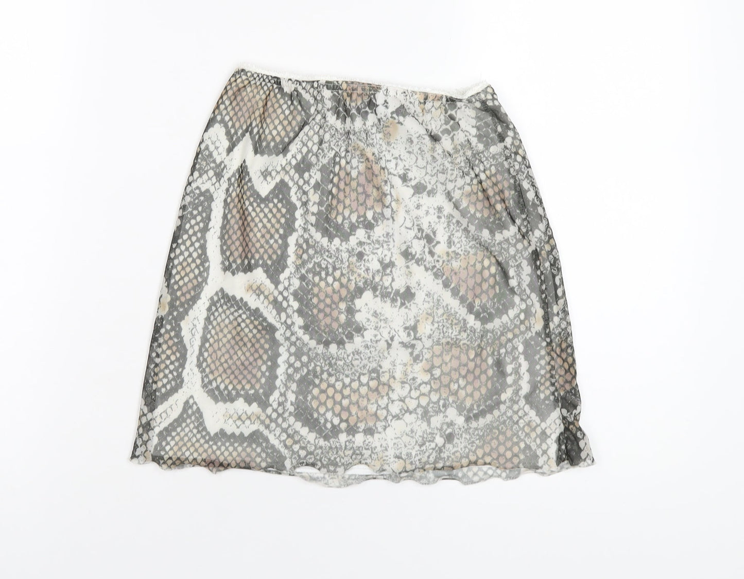 PRETTYLITTLETHING Womens Multicoloured Animal Print Polyester Mini Skirt Size 8 - Snake Print