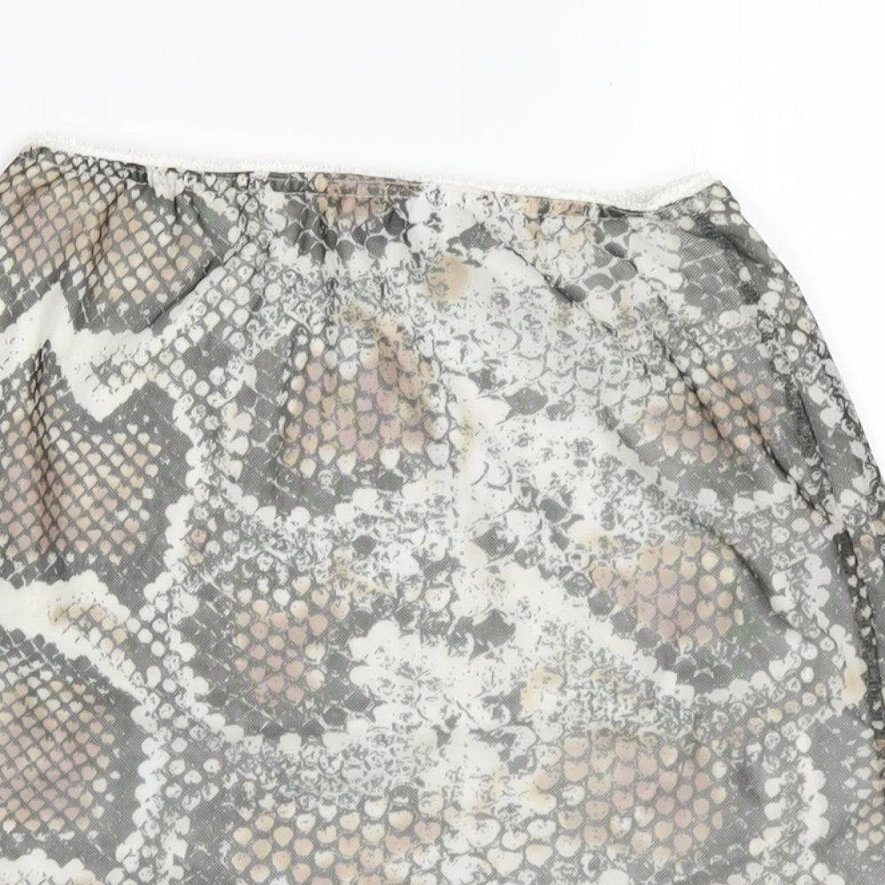 PRETTYLITTLETHING Womens Multicoloured Animal Print Polyester Mini Skirt Size 8 - Snake Print