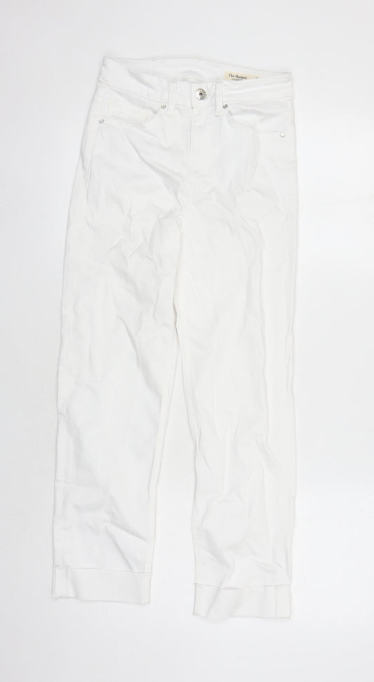 Marks and Spencer Womens White Polyester Straight Jeans Size 8 L25 in Regular Zip - Pockets