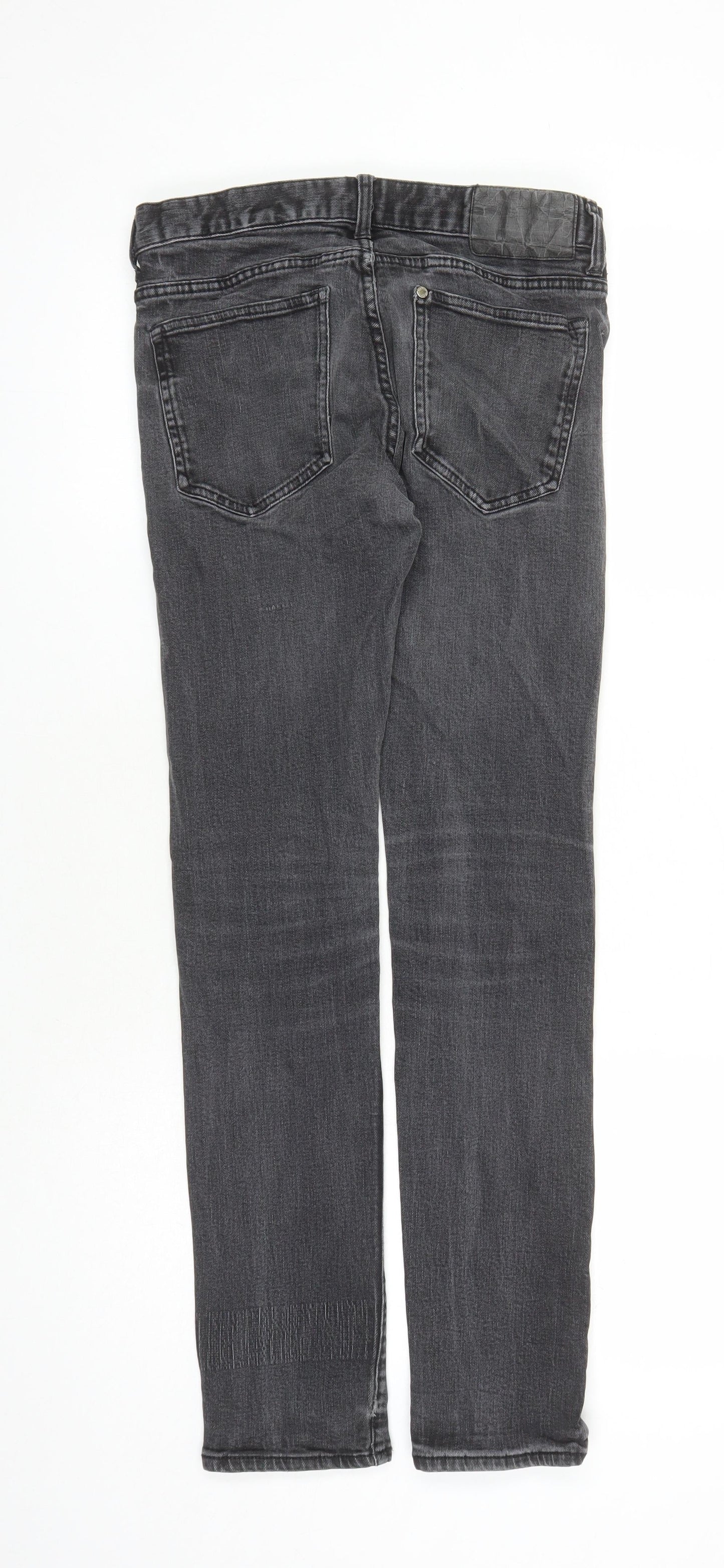 H&M Womens Grey Cotton Straight Jeans Size 28 in L29 in Regular Button - Pockets Low Rise