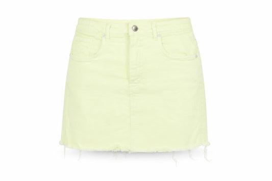 TRF Womens Yellow Cotton Mini Skirt Size 26 in Zip - Pockets Raw Hems
