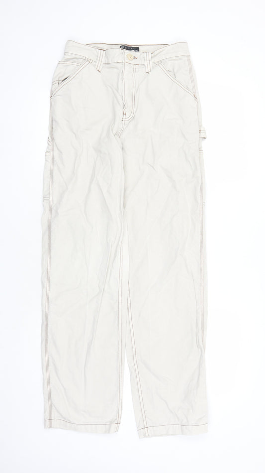 ASOS Womens Beige Cotton Straight Jeans Size 8 L31 in Regular Zip - Pockets